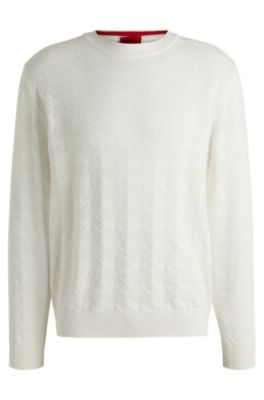 Jersey de algod&oacute;n con dise&ntilde;o romboidal tonal, Blanco