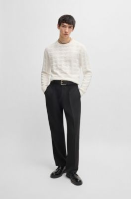 Jersey de algod&oacute;n con dise&ntilde;o romboidal tonal, Blanco