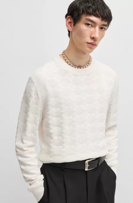 Cotton sweater with tonal Argyle pattern