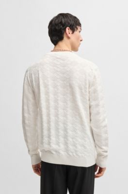 Jersey de algod&oacute;n con dise&ntilde;o romboidal tonal, Blanco