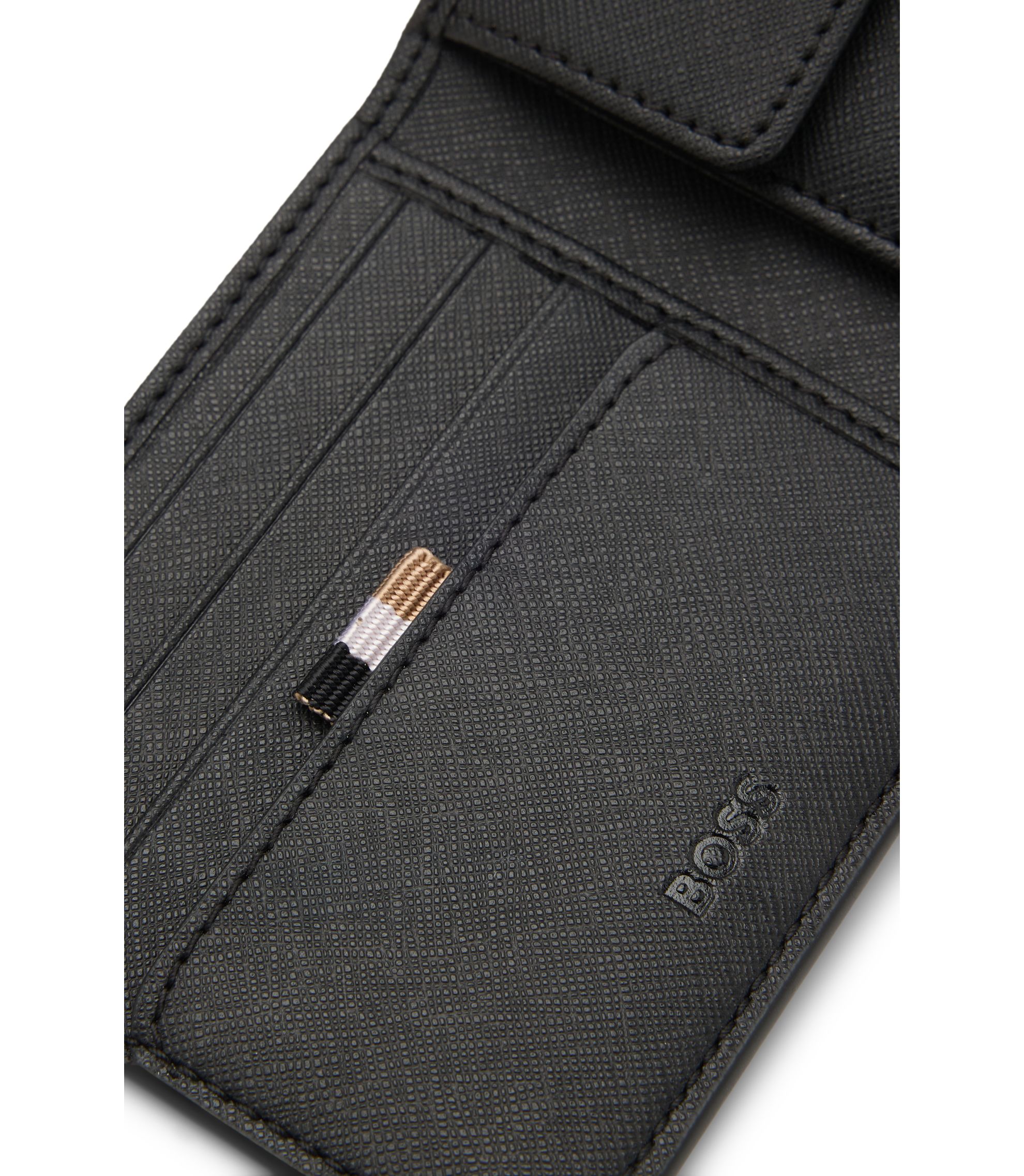 BOSS - Wallet with silver-foil logo - Black