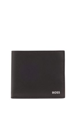 Cartera con logo plateado, Marr&oacute;n oscuro