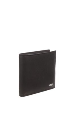 Wallet with silver-foil logo, Dark Brown