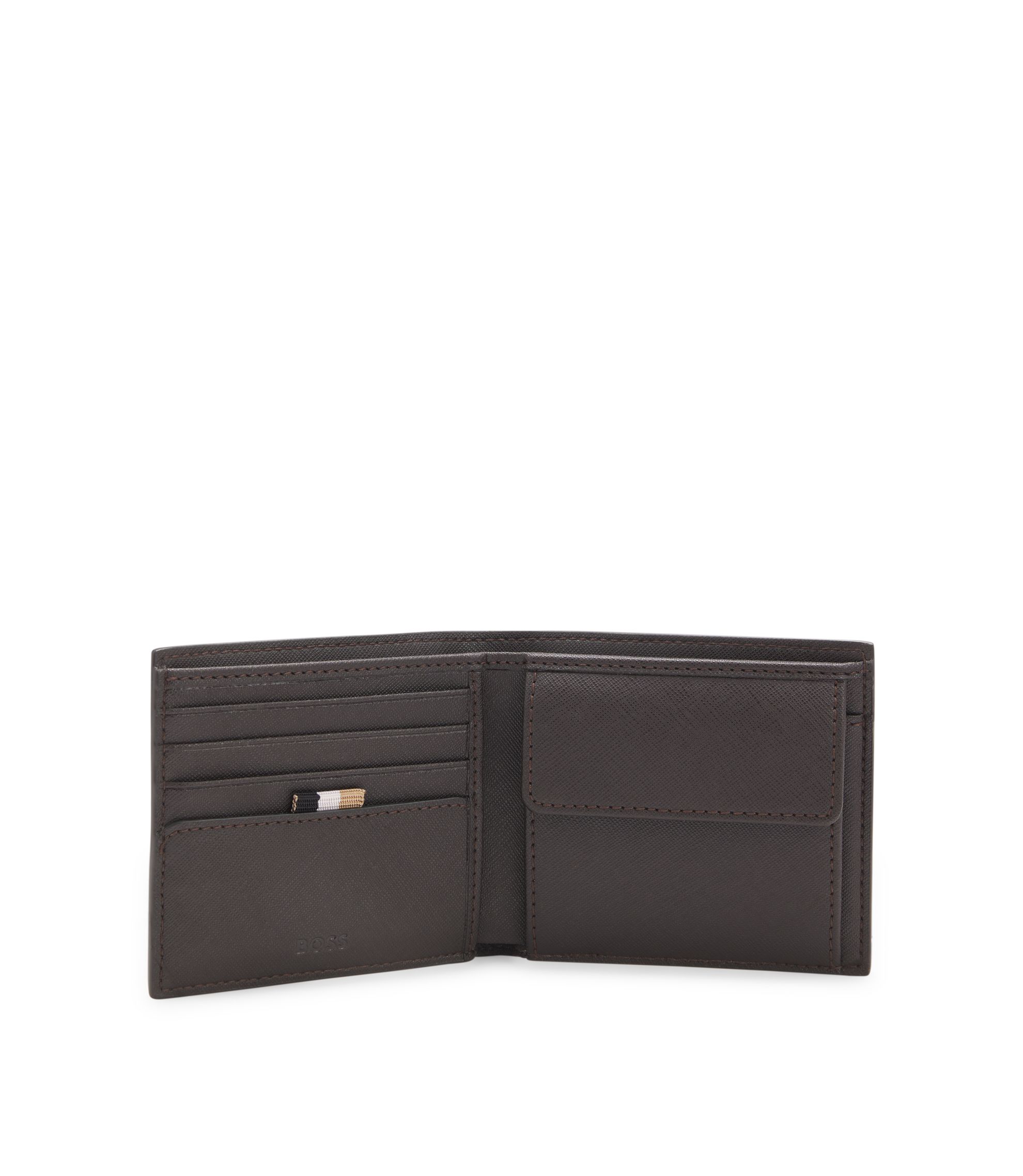 BOSS - Wallet with silver-foil logo - Dark Brown
