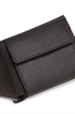 Cartera con logo plateado, Marr&oacute;n oscuro