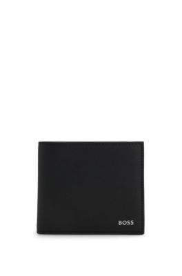 Cartera plegable con logo metalizado, Negro