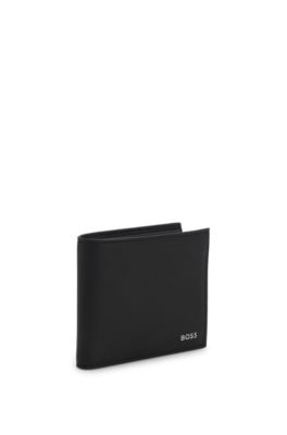 Cartera plegable con logo metalizado, Negro