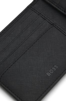 Cartera plegable con logo metalizado, Negro