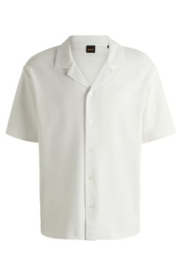Chemise Relaxed en coton gaufr&eacute;, Blanc