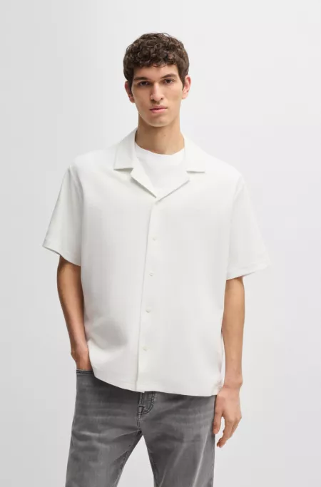 Relaxed-fit shirt in waffle cotton