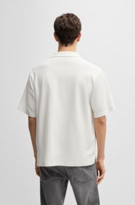 Chemise Relaxed en coton gaufr&eacute;, Blanc