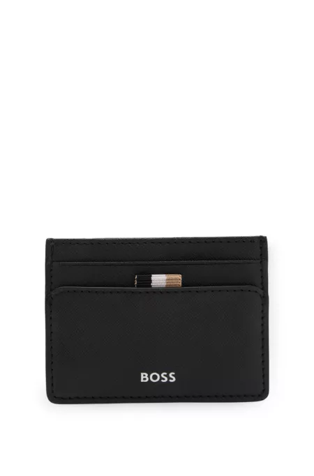 Card holder with foil-embossed logo