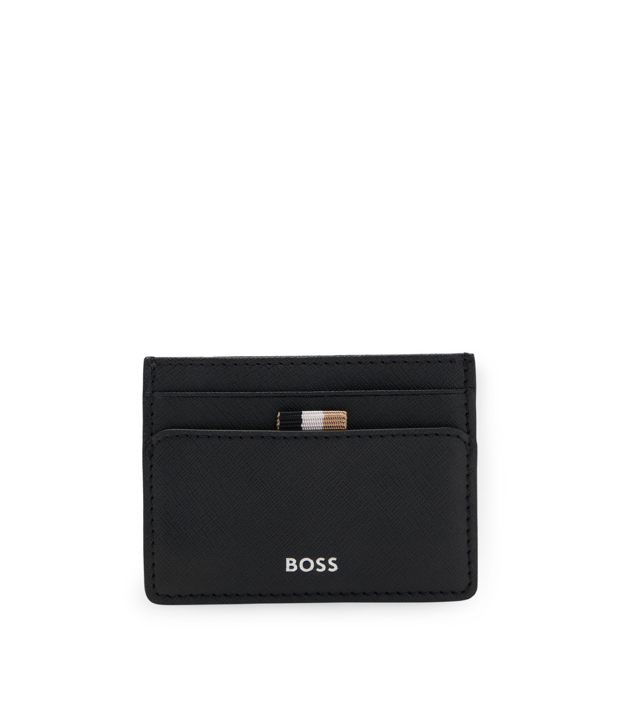 Card holder with foil-embossed logo
