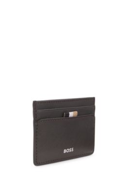 Card holder with foil-embossed logo, Dark Brown