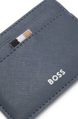 Porte-cartes avec logo emboss&eacute; en transfert, bleu clair