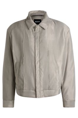 Hugo Boss Relaxed-fit Jacket In Velvet In Light Grey