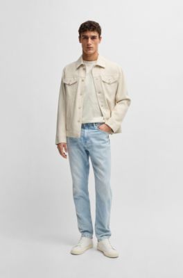 Mercerized-cotton T-shirt with floral jacquard, White