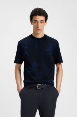 Mercerized-cotton T-shirt with floral jacquard