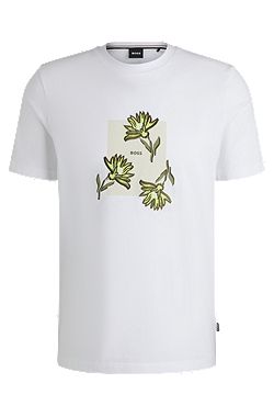 T-shirt en jersey de coton avec motif à fleurs