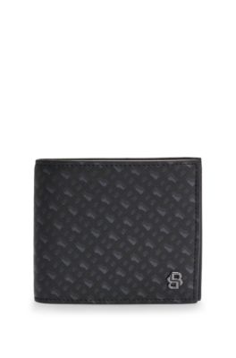 Monogram folding wallet with Double B trim
