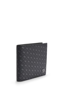 Monogram folding wallet with Double B trim, Black