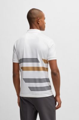 Paddy stretch-jersey polo shirt with stripe print, White