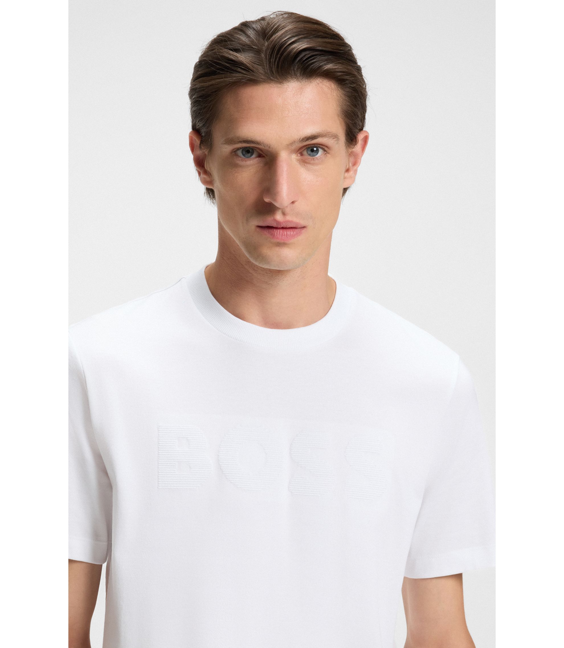 BOSS - Cotton-jersey T-shirt with logo artwork - White