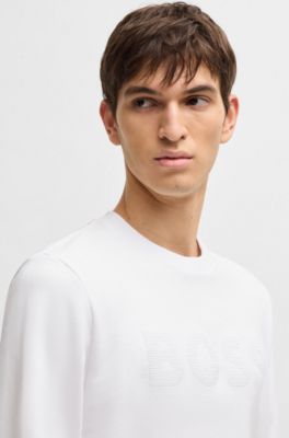 Sudadera en felpa de algod&oacute;n con detalle de logo, Blanco