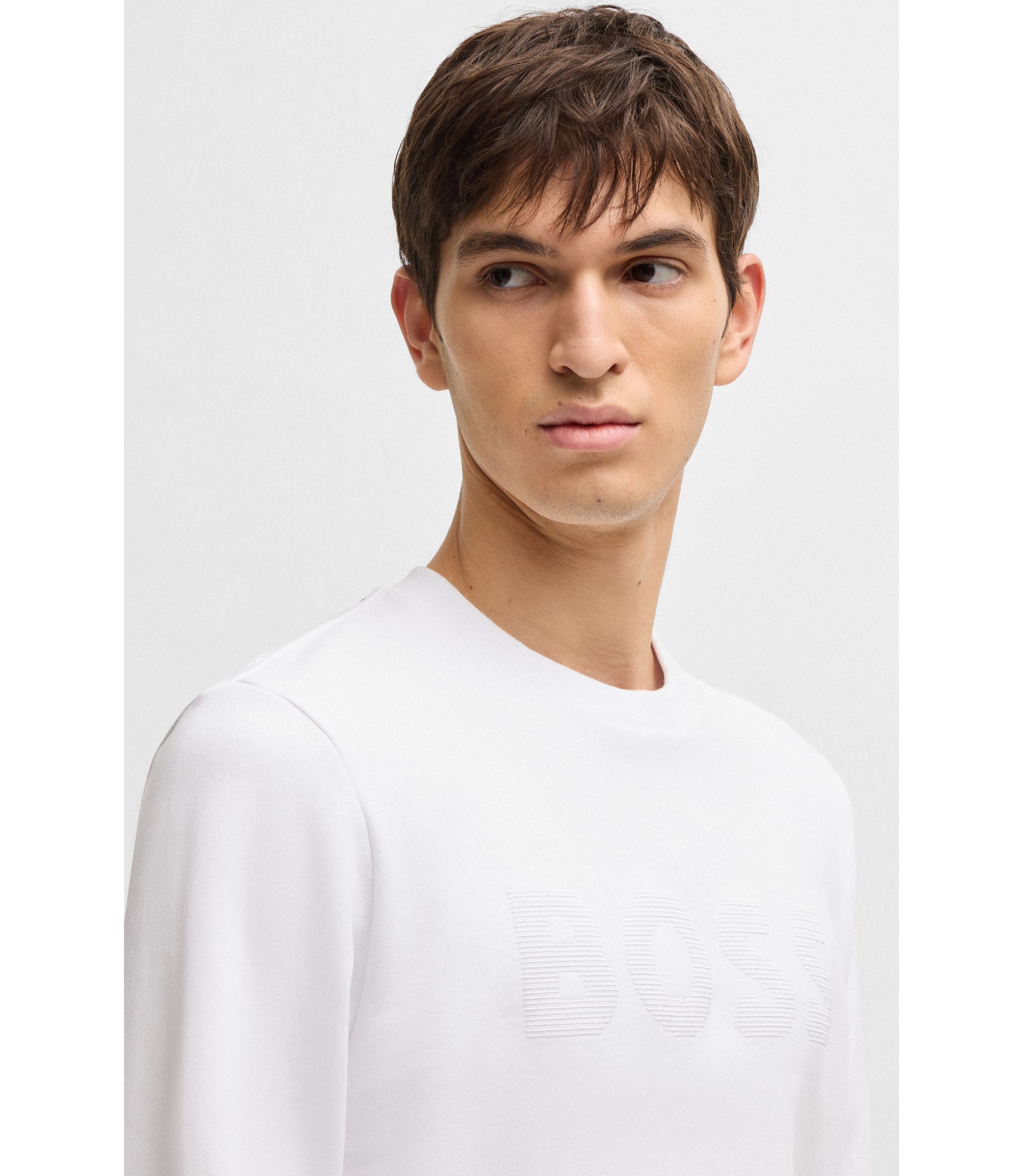 HUGO BOSS 50533689001 関税送料込 BOSS - Cotton-terry sweatshirt with logo detail - White