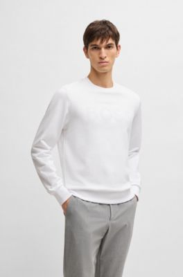 Cotton-terry sweatshirt with logo detail, White