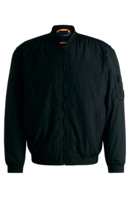 Water-repellent bomber jacket with logo badge, Dark Green