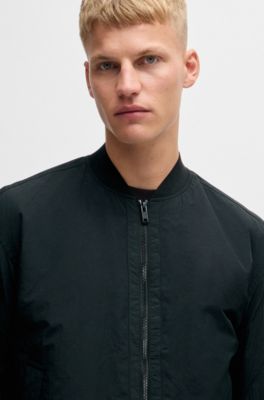 Water-repellent bomber jacket with logo badge, Dark Green