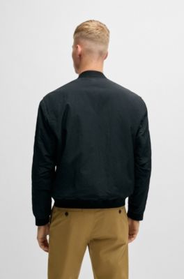 Water-repellent bomber jacket with logo badge, Dark Green