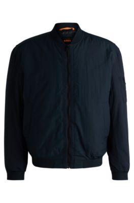 Water-repellent bomber jacket with logo badge, Dark Blue