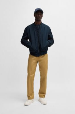 Water-repellent bomber jacket with logo badge, Dark Blue