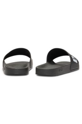 Italian-made slides with large logo detail, Black
