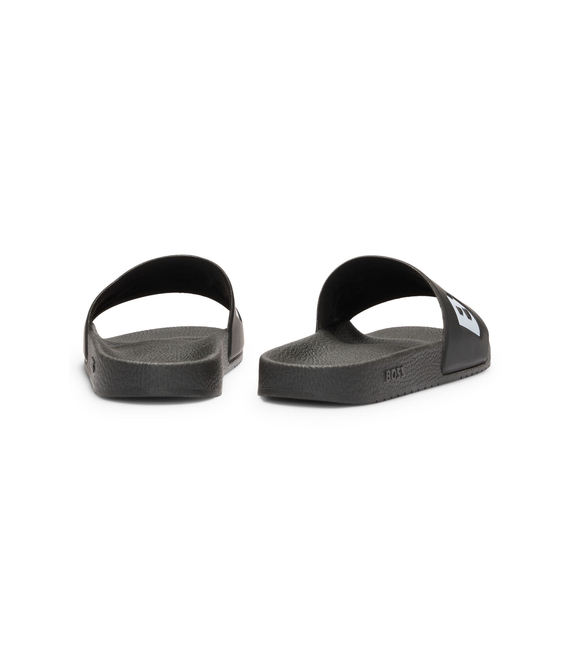 BOSS - Italian-made slides with large logo detail - Black