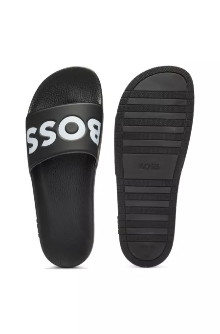 Italian-made slides with large logo detail