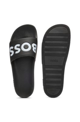 Italian-made slides with large logo detail, Black