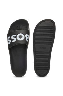 Chanclas con logo, Negro