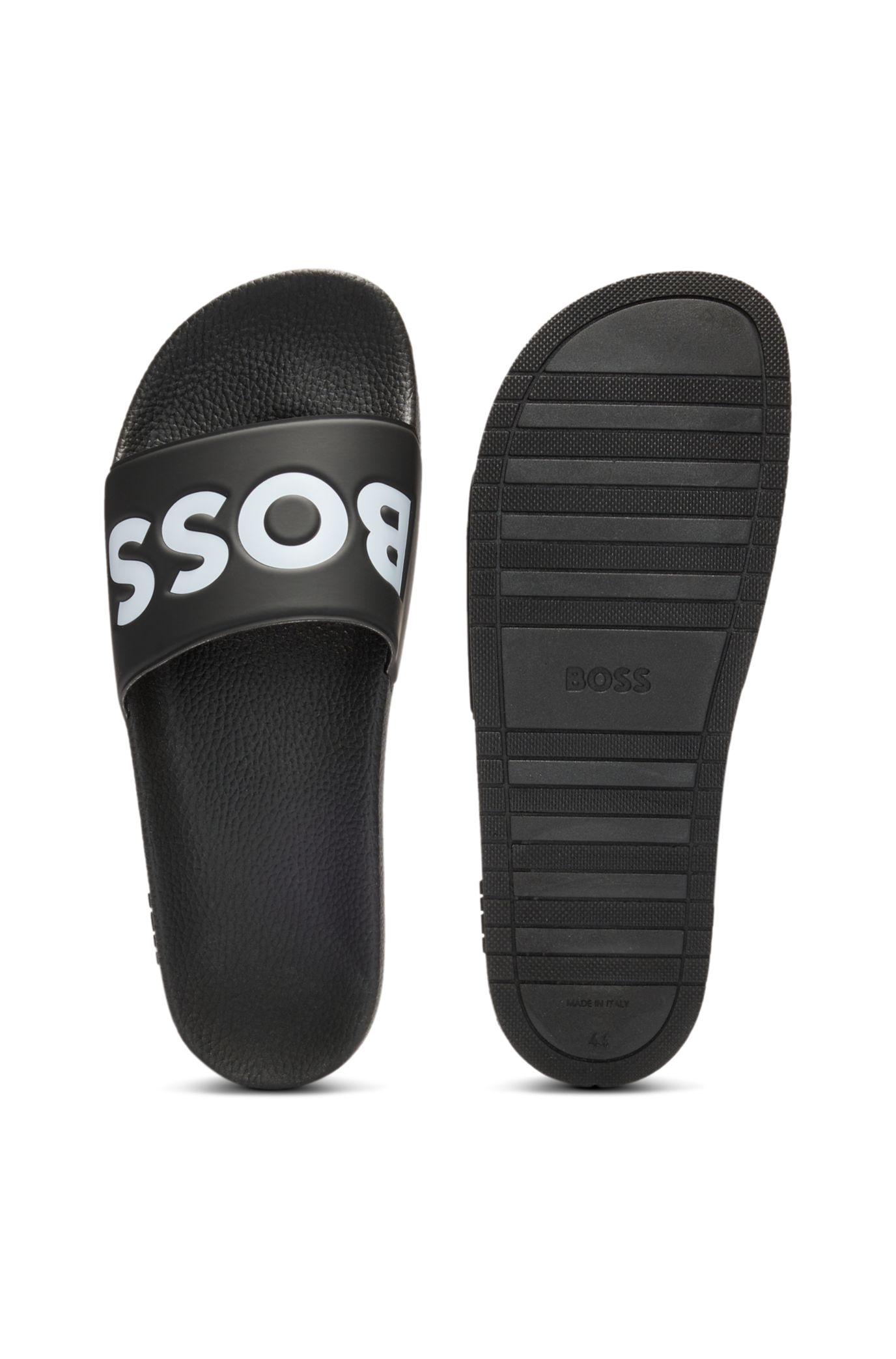 BOSS - Italian-made slides with large logo detail - Black display picture 3