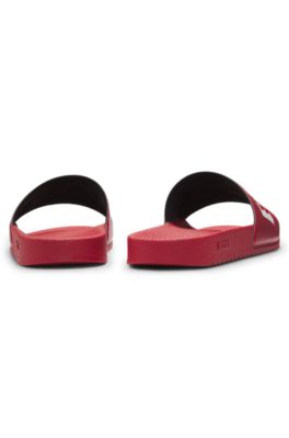 Chanclas fabricadas en Italia con detalle de logo grande, Rojo oscuro