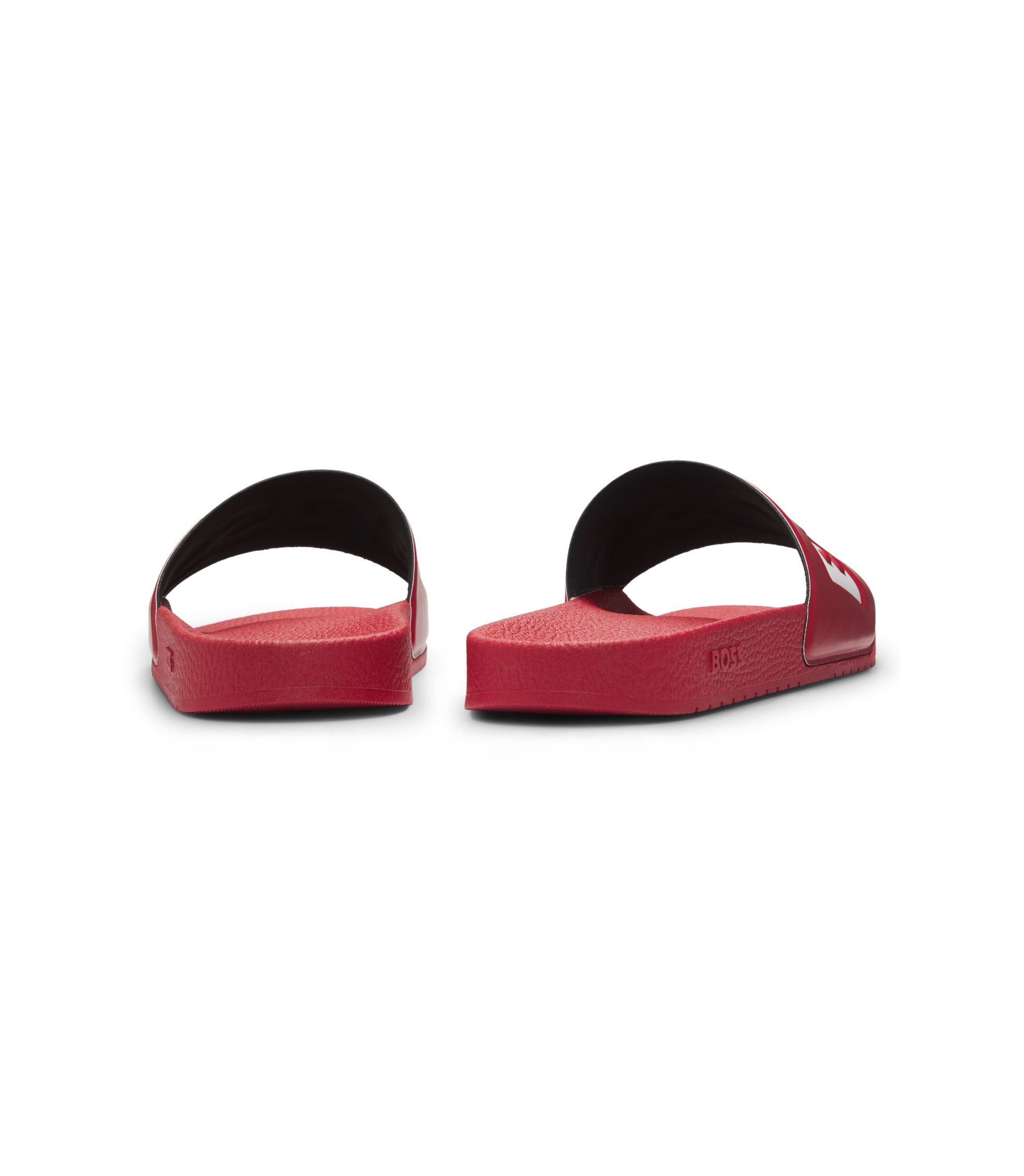 BOSS - Italian-made slides with large logo detail - Dark Red
