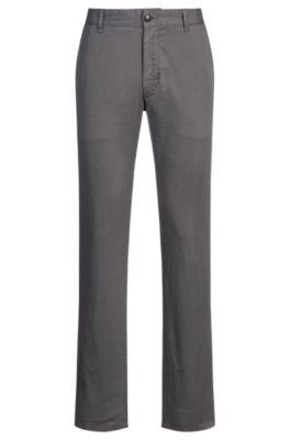 Slim-fit trousers in micro-printed stretch cotton, Grey