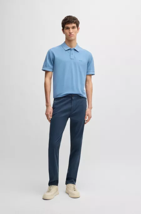 Slim-fit trousers in micro-printed stretch cotton
