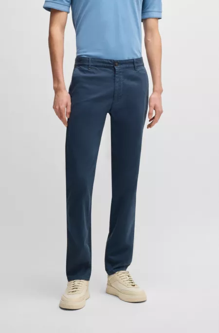 Slim-fit trousers in micro-printed stretch cotton