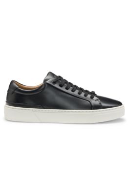 Baskets Gary avec tige en cuir, Noir
