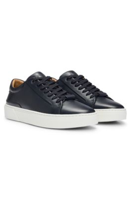 Baskets Gary avec tige en cuir, Bleu fonc&eacute;