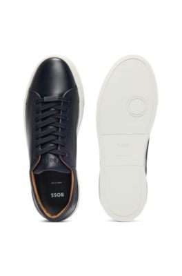 Deportivas Gary de piel con suela de goma, Azul oscuro