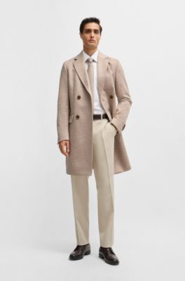 Abrigo slim fit en mezcla de lana y cashmere, Marr&oacute;n claro